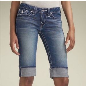 True Religion-Big T Stitch Knee Length Shorts Bermuda Flap Pockets-25